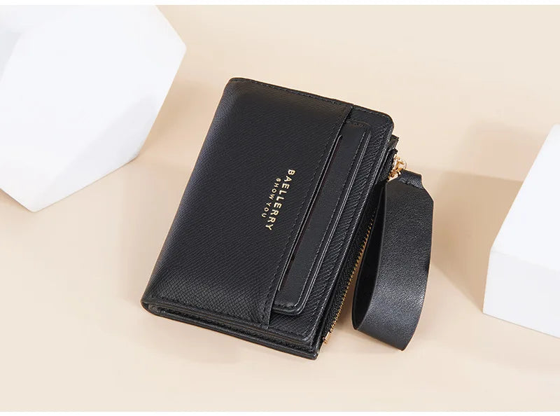Nueva cartera para mujer con cremallera corta, elegante y de alta gama, con múltiples ranuras para tarjetas, tarjetero japonés y coreano para mujer.