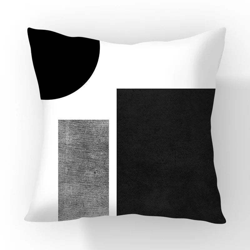 Funda de cojín geométrica en blanco y negro VIKAMA, funda de cojín moderna y minimalista para sofá de salón, funda de almohada para coche, decoración del hogar