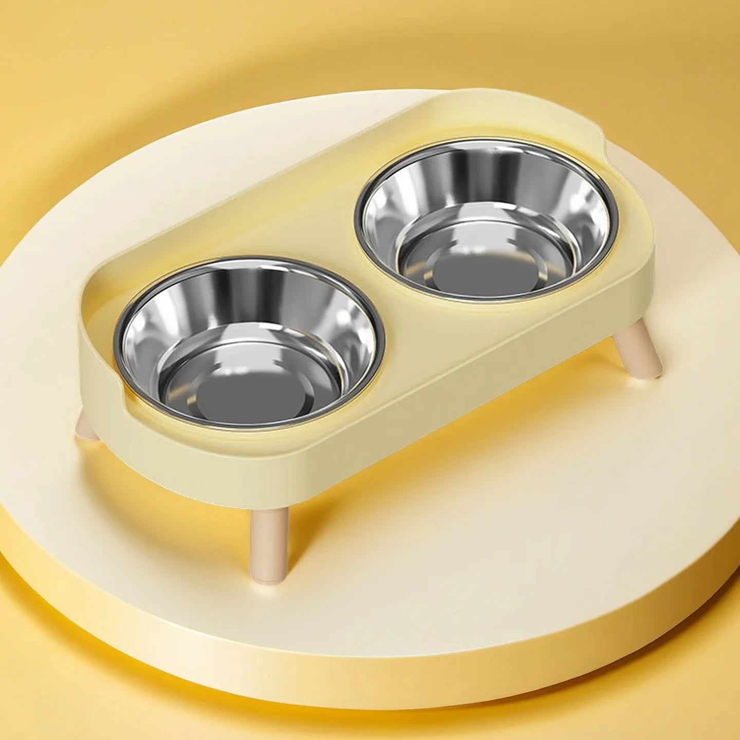 Comedero elevado colorido para mascotas Dopamine: dos cuencos de acero inoxidable con soporte para el cuello - Estación de comida y agua de moda para mascotas