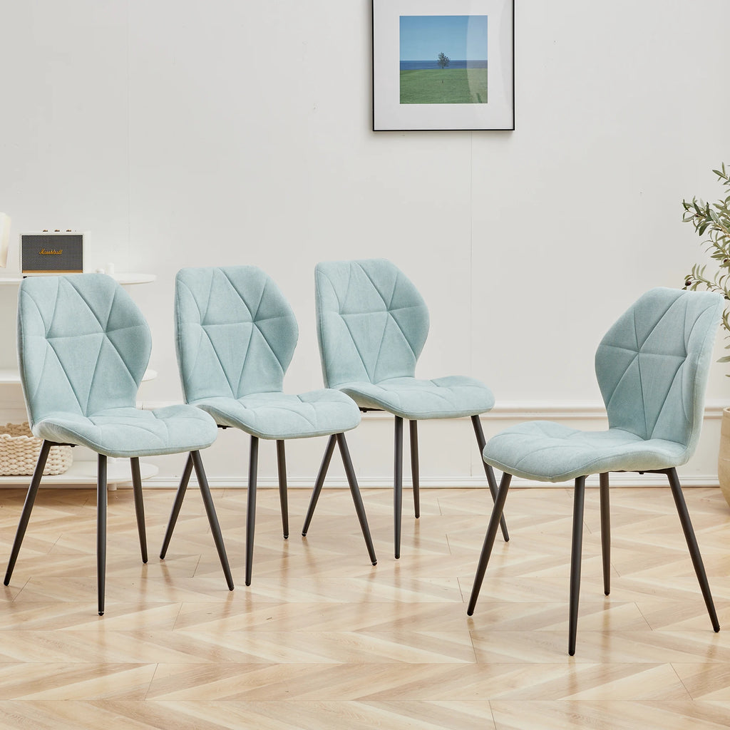 Juego de 2/4/6 sillas de comedor EGOONM, tapizadas en tela de lino acolchada, con patas de metal, ideales para balcón, restaurante o comedor.