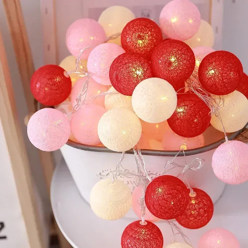Guirnalda de bolas de algodón de 1,5/3 m, luces colgantes para Navidad, fiestas al aire libre, habitaciones infantiles, camas, luces de hadas, decoraciones para bodas.