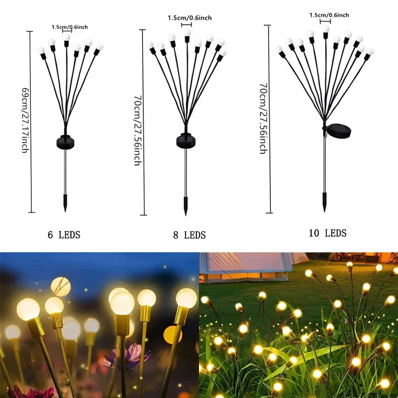 Luces solares tipo luciérnaga de 6/8/10 litros, impermeables, para decoración de exteriores, jardín y paisajes. Ideales para decoración festiva.