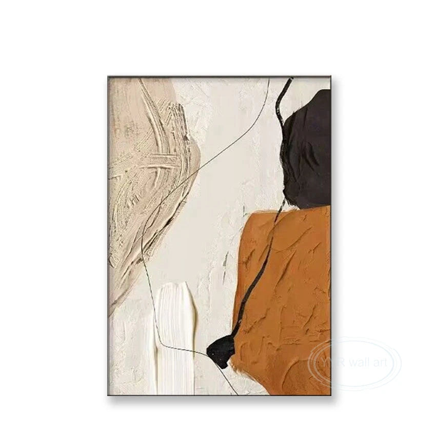 Pintura al óleo abstracta nórdica moderna con colores combinados, gruesa y hecha a mano, para decoración del hogar, dormitorio, comedor y sala de estar (mural).