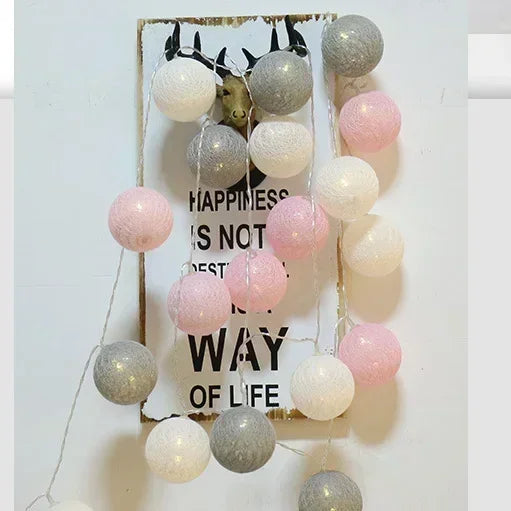 Guirnalda de bolas de algodón de 1,5/3 m, luces colgantes para Navidad, fiestas al aire libre, habitaciones infantiles, camas, luces de hadas, decoraciones para bodas.