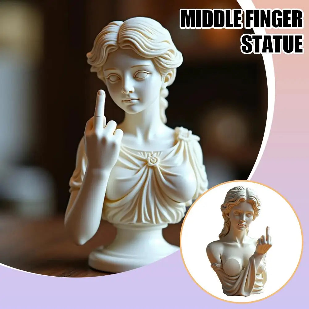 Estatua divertida de resina de la diosa vienesa con el dedo medio, decoraciones personalizadas para el hogar, el jardín, la oficina y la mesa. Regalos especiales.