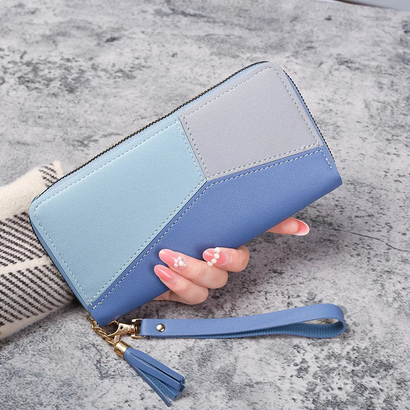 Carteras de moda con cremallera para mujer, bolsos largos, monederos, tarjeteros y carteras de piel sintética.