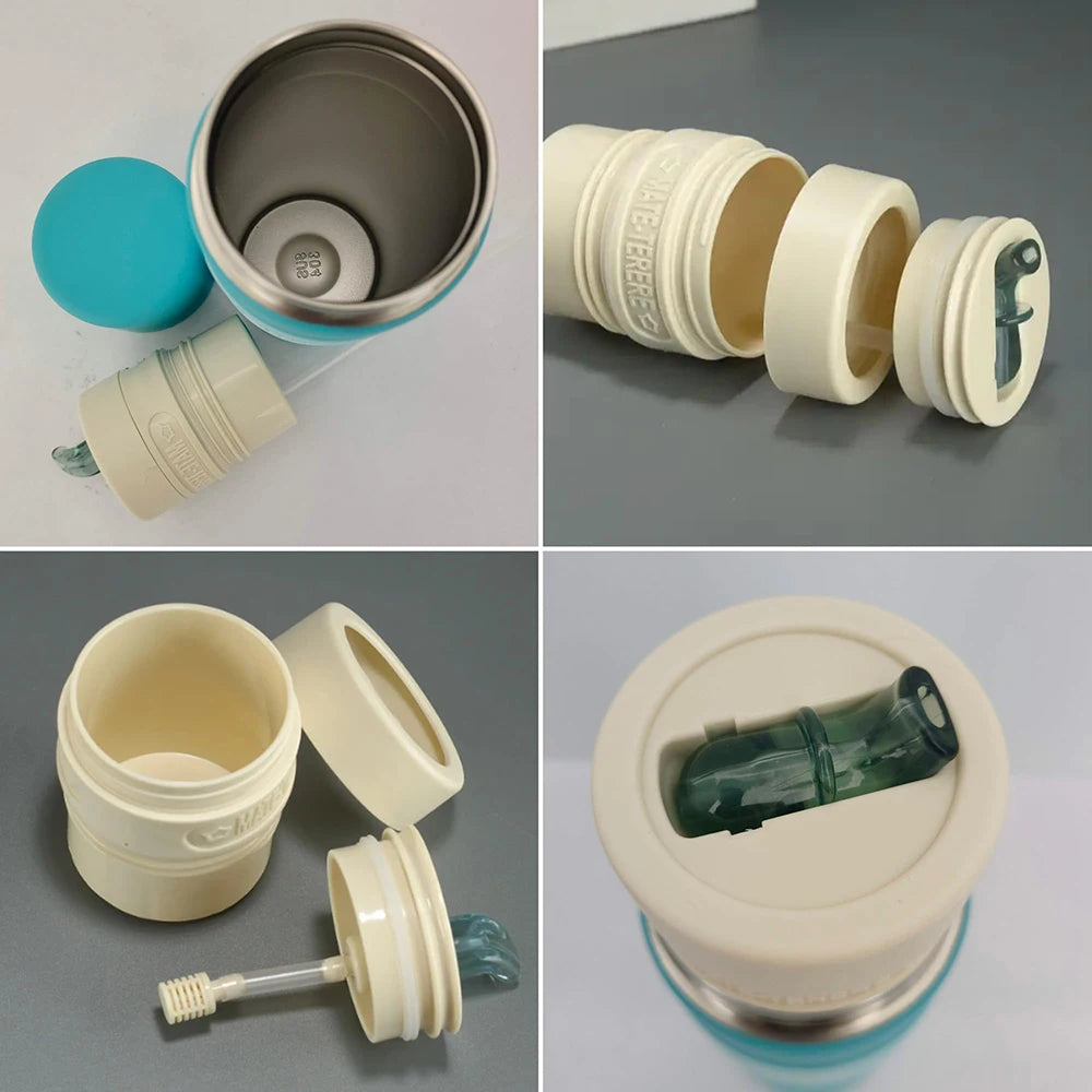 TERMO de acero inoxidable con aislamiento al vacío, portátil con pajita filtrante, para preparar té de hojas sueltas y yerba mate.