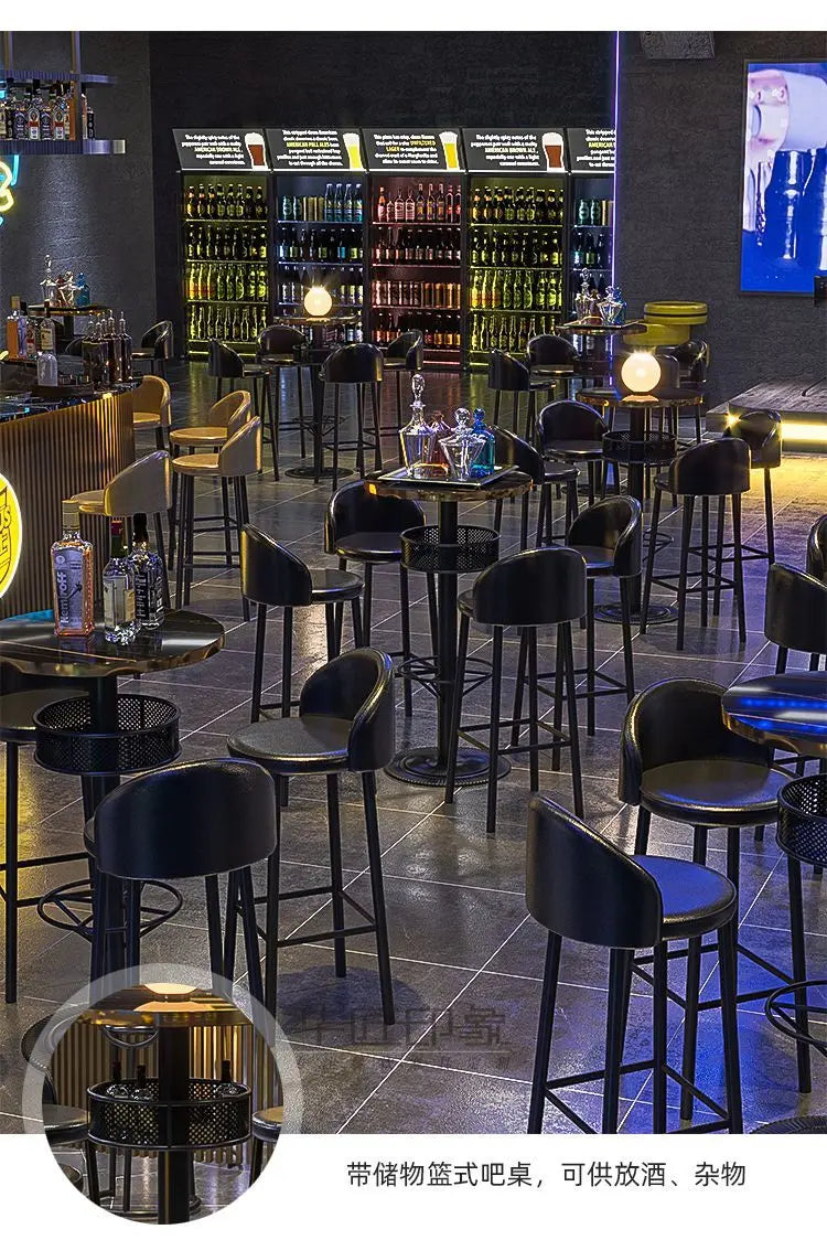 Modern Vintage Bar Stools: Iron Base Stools + Distressed Wood Tables Retro Pub Stools & High-Top Tables – Industrial Bar