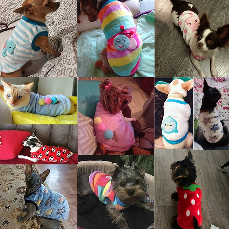 Lindo chaleco de invierno para perros pequeños y gatos, suéter cálido para mascotas, chaqueta acolchada de franela suave para cachorros, accesorios para perros XXS