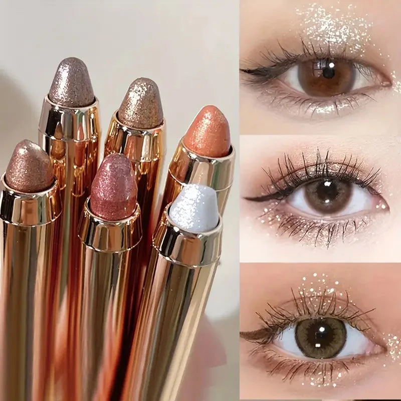 Lápiz de sombras de ojos de doble punta: iluminador y lápiz aclarador con brillo nacarado y acabado mate.