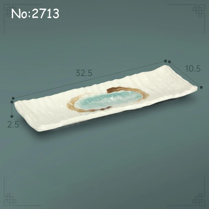 Juego de platos planos de melamina, bandeja comercial para comida rápida, plato plano para sushi y filete de restaurante, estilo palacio, vajilla irrompible