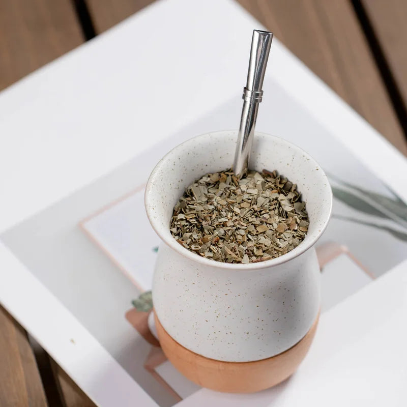 Mate de cerámica anti-quemaduras con pajita de acero inoxidable, taza especial para yerba mate, para el hogar y la oficina.