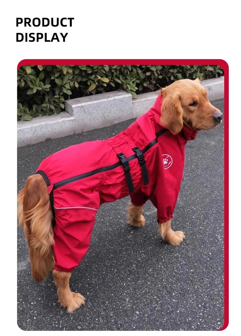 Chaqueta impermeable para perros, abrigo reflectante para la lluvia, monos y enterizos rojos para perros, impermeable de otoño e invierno para perros grandes.