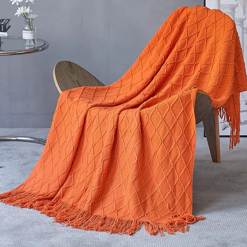 Manta tejida color caqui con borlas, gruesa, de estilo vintage, lujosa, estilo granja, cubrecama extragrande, manta para sofá