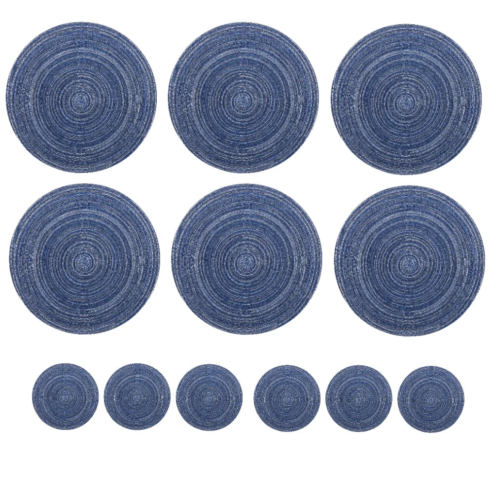 12 manteles individuales redondos trenzados lavables, antideslizantes, para mesa, vajilla, cuencos, decoración para el hogar y la cocina, posavasos.