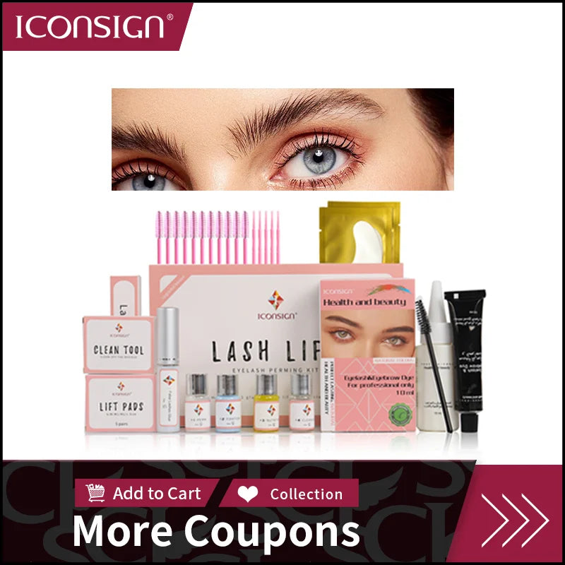 Kit de lifting de pestañas ICONSIGN versión mejorada y kit de tinte para pestañas y cejas, herramientas de maquillaje para ojos, lifting de pestañas y cejas, máscara de pestañas, herramientas de maquillaje para ojos, Dropshipping