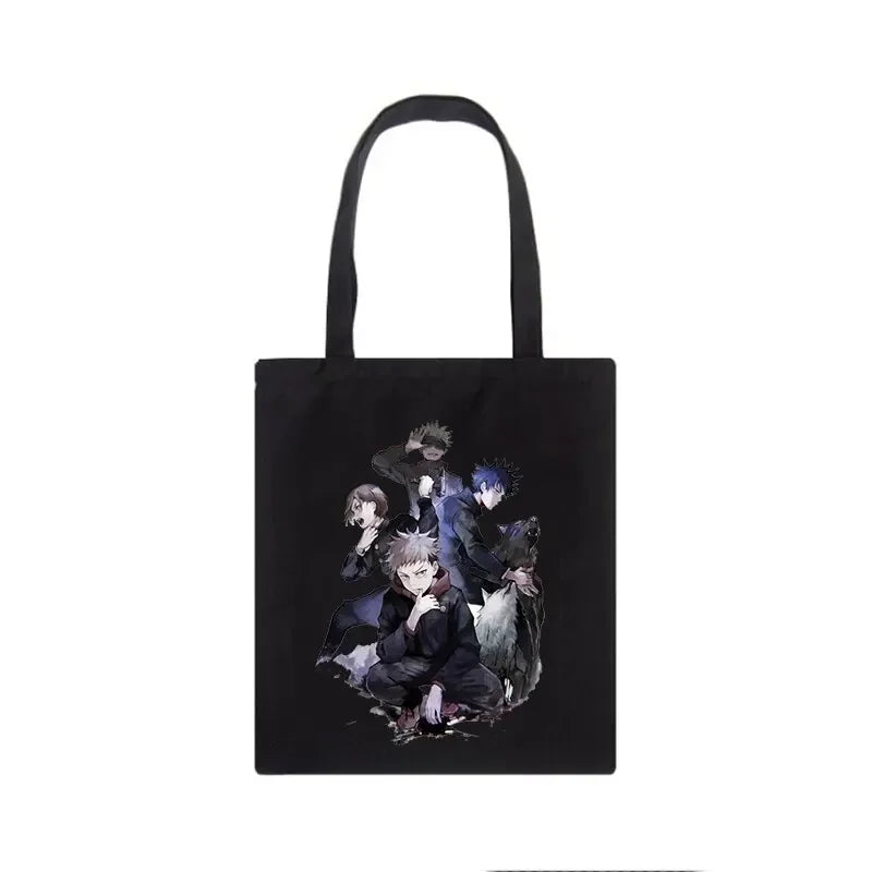Bolso de mujer Jujutsu Kaisen, bolso de lona, bolso de hombro de anime japonés para mujer Ins Harajuku, bolso de compras vintage de dibujos animados de gran capacidad.