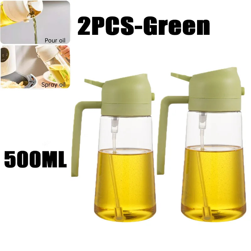 Botella pulverizadora de aceite de 200/300/500 ml para barbacoa, cocina, aceite de oliva, pulverizador de aceite de plástico para hornear, botella vacía, botella de vinagre o pincel de aceite