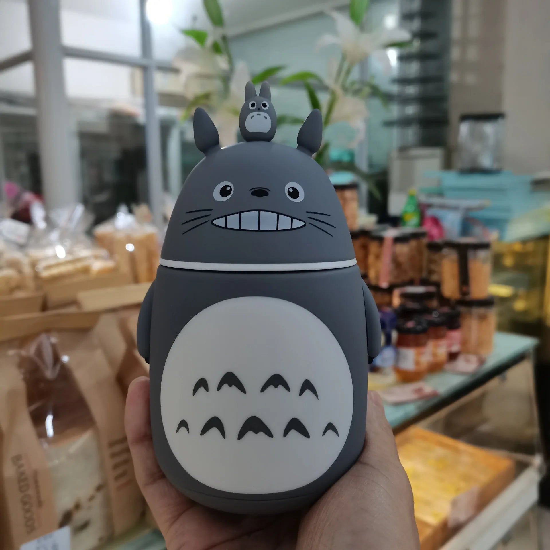 Botella de agua de vidrio con forma de Totoro de dibujos animados Kawaii para niños, a prueba de fugas, para gimnasio, viajes y deportes al aire libre.