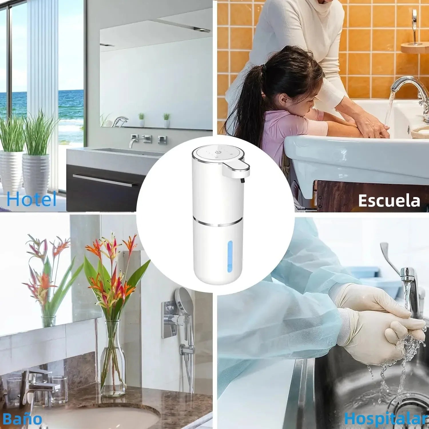 Dispensador automático de jabón líquido/espuma, dispensador eléctrico sin contacto, recargable por USB con sensor infrarrojo para baño y cocina.
