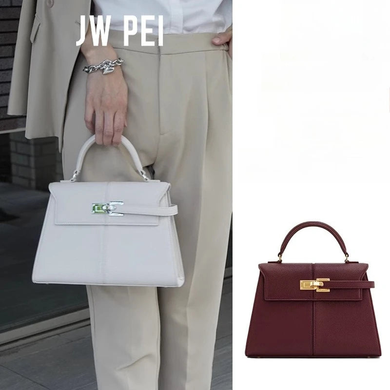 Bolso trapezoidal JW PEI, nuevo estilo, piel auténtica, bolso de mujer, alta gama, versátil, bandolera, a la moda, estilo exclusivo.