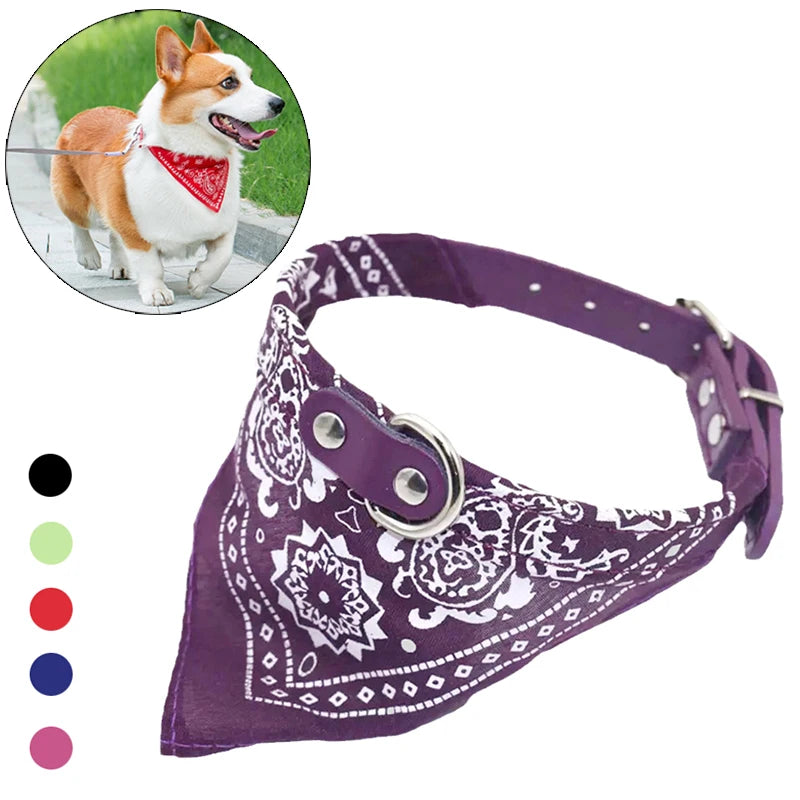 Collar PU para perros y gatos con bufanda para perros pequeños y medianos Chihuahua Corgi Cachorros Collares ajustables Suministros para mascotas accesorios para perros