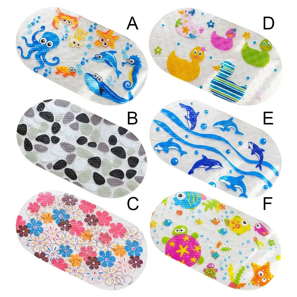 Alfombrilla de baño antideslizante de PVC suave con diseño de dibujos animados para niños, con ventosa, para ducha y bañera.