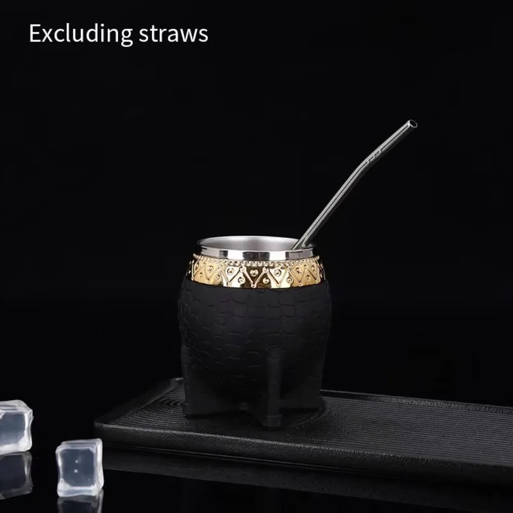 Taza para mate de acero inoxidable de doble capa con aislamiento térmico