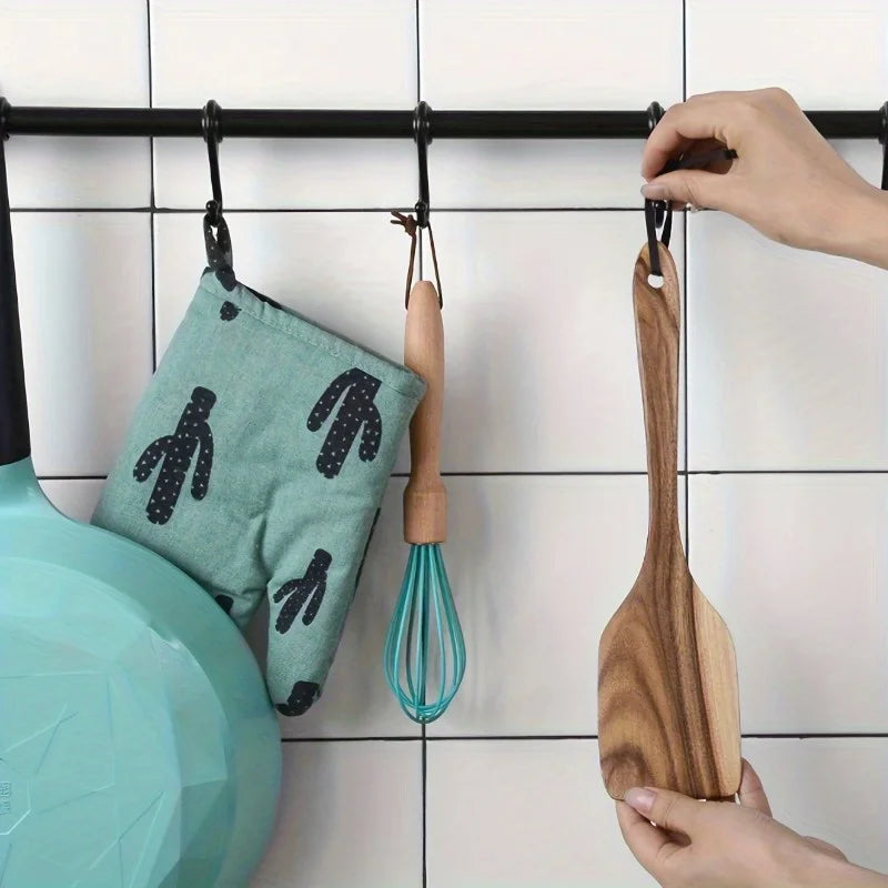 Juego de espátulas de madera - Duraderas y ergonómicas con mangos largos, utensilios de cocina multiusos que incluyen espátula ranurada.