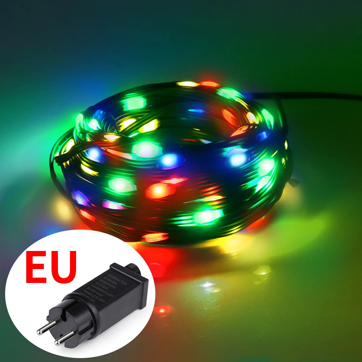 Guirnalda de luces LED de alta calidad con cable de goma, 100 m, 800 LED, 8 modos, 220 V/110 V, para exteriores, jardín, patio, césped y decoración navideña.