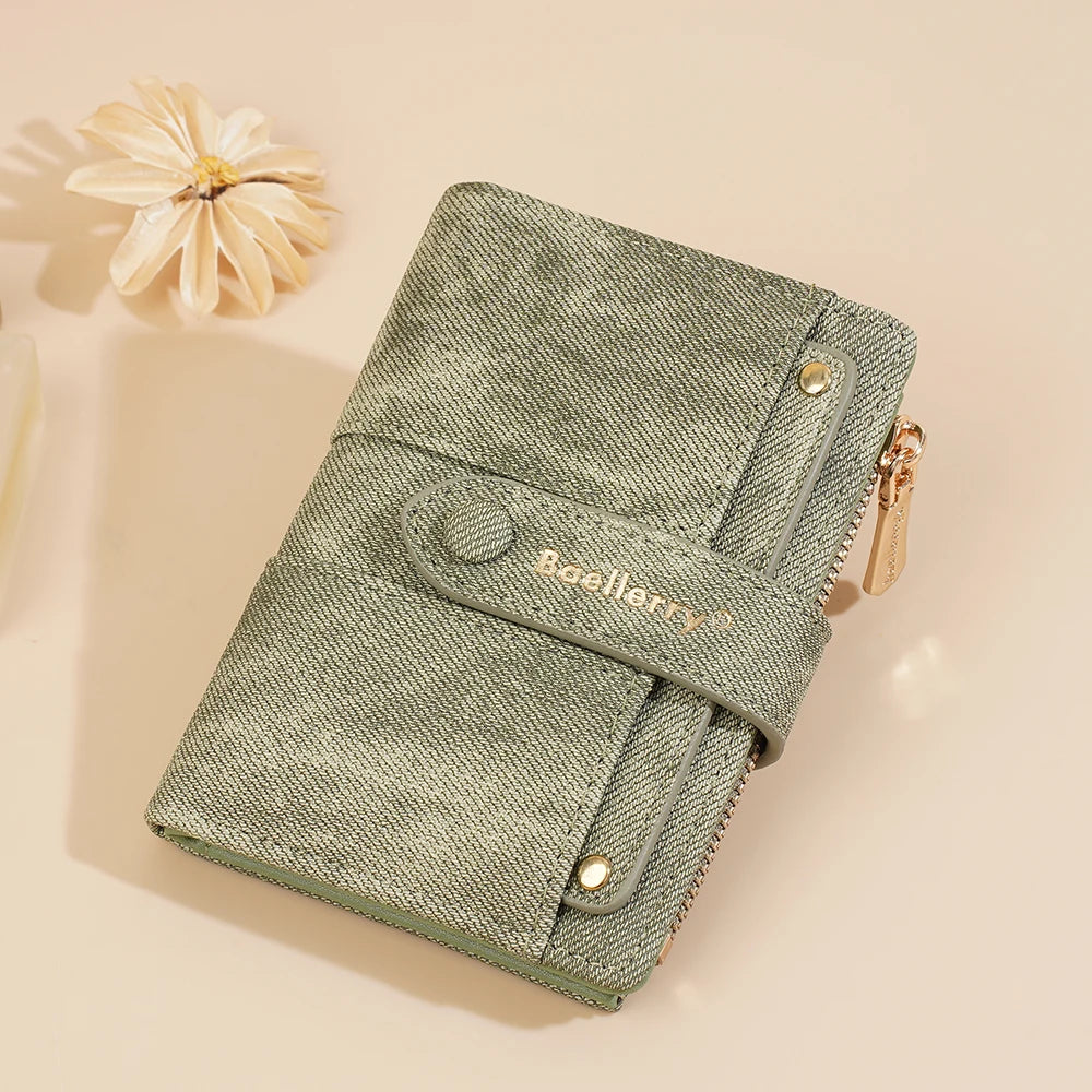 Carteras cortas de mujer Baellerry New Fashion con cremallera, monederos de alta calidad, monedero para mujer con clip para tarjetas desmontable.