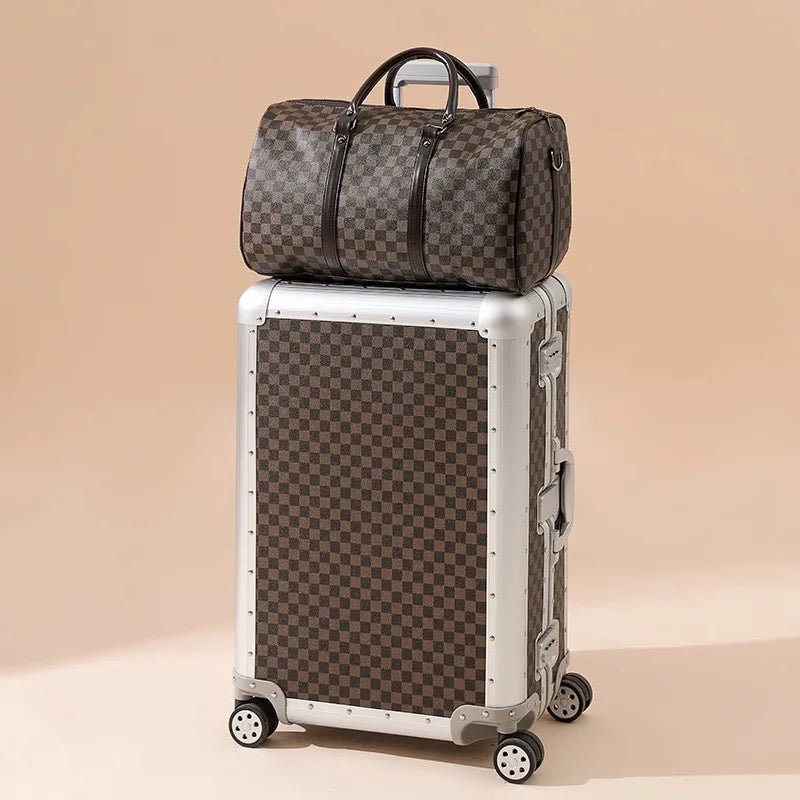 Maleta de negocios de aleación de aluminio y magnesio de 20 pulgadas, apta para viajes y con ruedas universales.