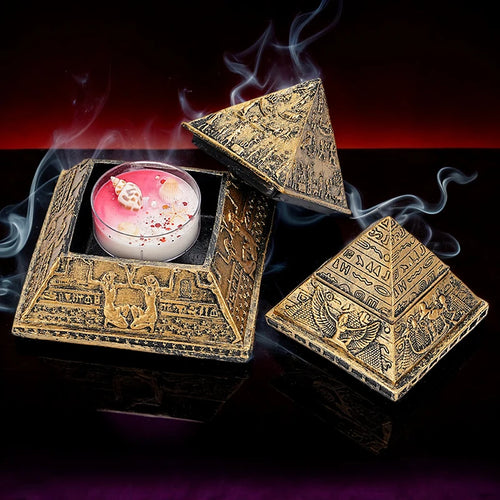 Adorno de pirámide del antiguo Egipto, artesanal, de resina, con soporte desmontable para velas de aromaterapia, faraón momia, recuerdo de viaje misterioso.