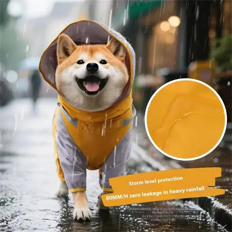 Impermeable para perros con capucha desmontable y puños elásticos para perros pequeños y grandes, ideal para actividades al aire libre y paseos.