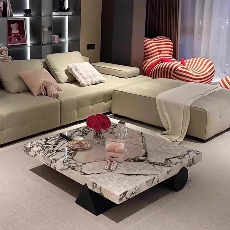 Italian Calacatta Square Coffee Table, Minimalist Luxury for All Spaces, Heat & Scratch Resistant, Customizable