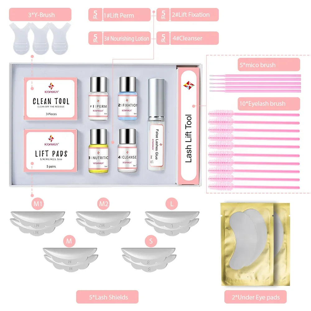 Kit de lifting de pestañas ICONSIGN versión mejorada y kit de tinte para pestañas y cejas, herramientas de maquillaje para ojos, lifting de pestañas y cejas, máscara de pestañas, herramientas de maquillaje para ojos, Dropshipping