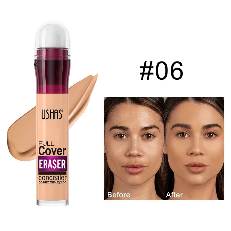 Corrector con cabezal de esponja para ojeras, lágrimas, pecas, acné, pigmentación e imperfecciones, creando una piel de aspecto natural.