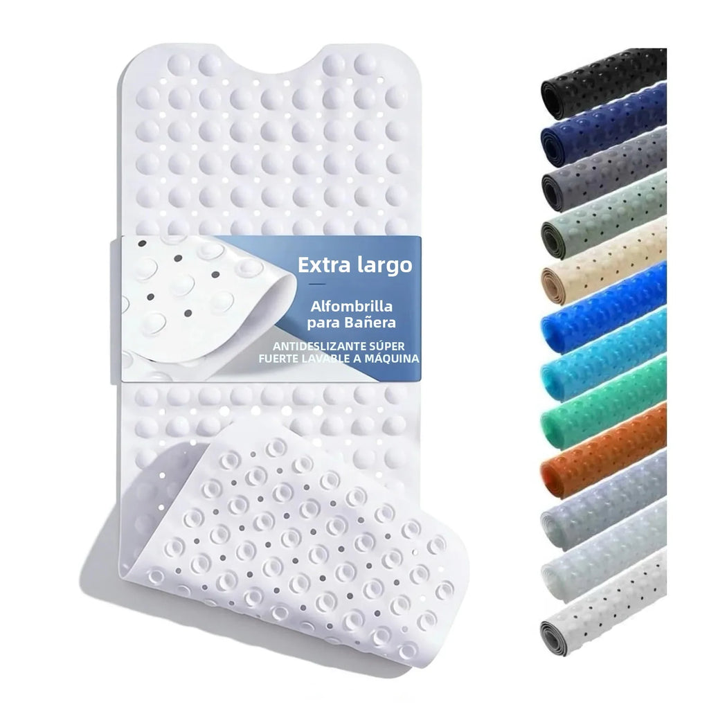 Alfombrillas para bañera y ducha, extralargas antideslizantes de 40 x 16 pulgadas con orificios de drenaje y ventosas, alfombrilla para baño.