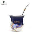 Mate 2025 con bombillas y pajita, 200 ml, Argentina Gauchos, estilo silla de montar.