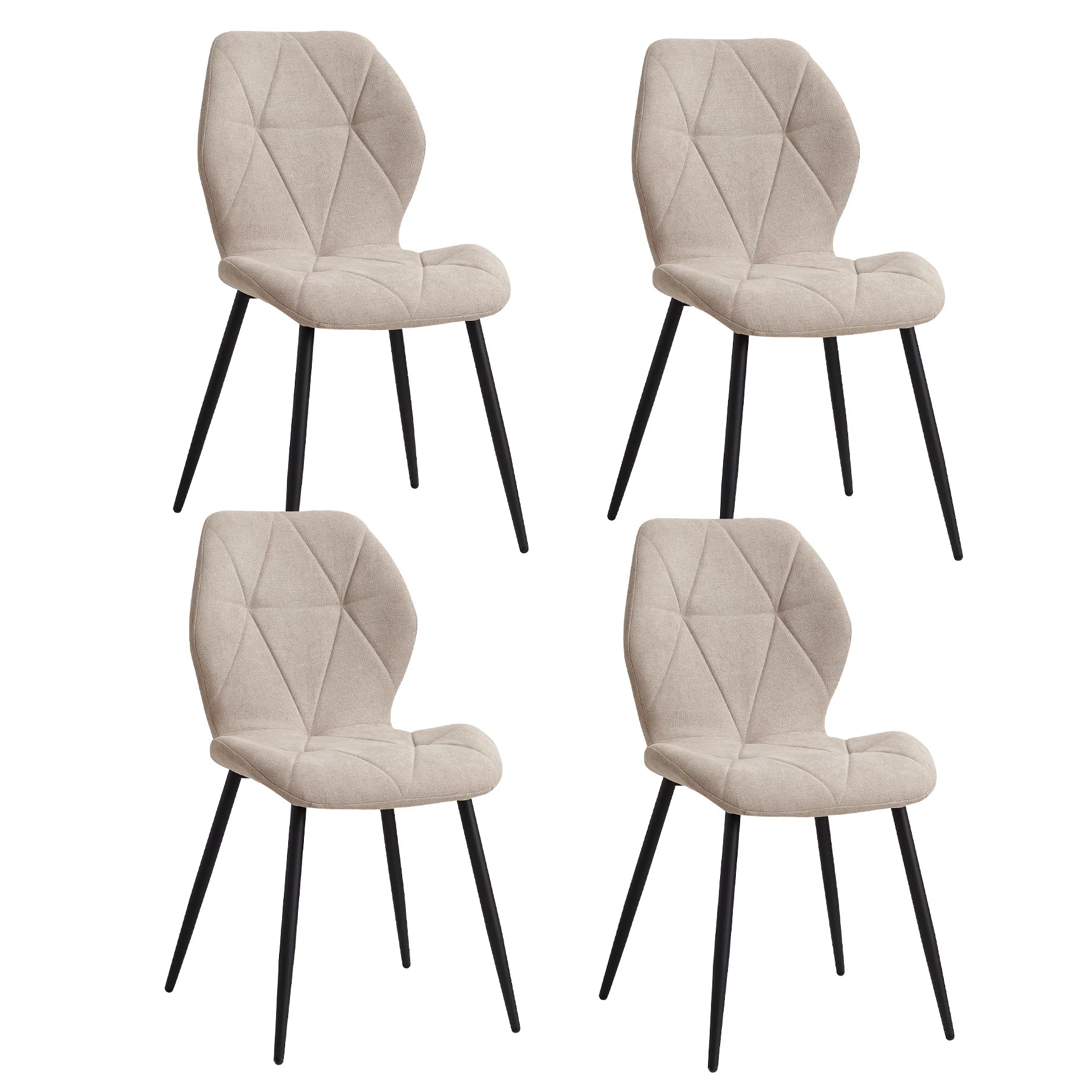 Juego de 2/4/6 sillas de comedor EGOONM, tapizadas en tela de lino acolchada, con patas de metal, ideales para balcón, restaurante o comedor.