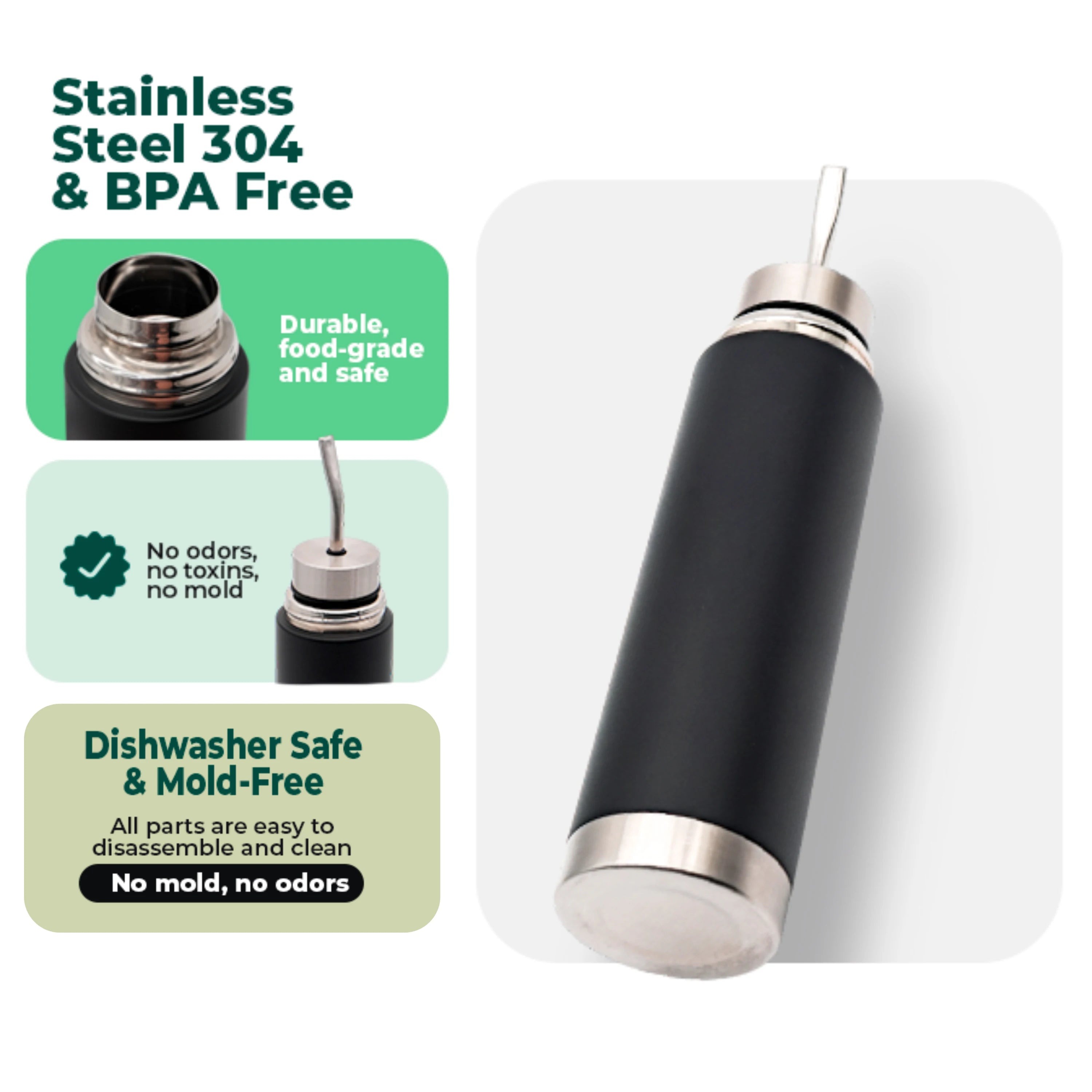 NUEVA botella de mate de acero inoxidable autoservicio, vaso térmico para mate 2 en 1 con bombilla incorporada, termo para yerba mate, todo en uno.