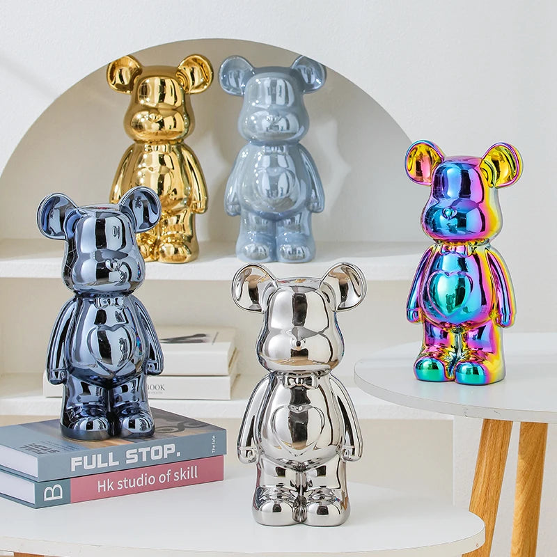 17/27/cm Oso estético Ladrillo Estatua de cerámica Oso de peluche decoración figura de acción Esculturas Adorno para habitación Decoración del hogar Manualidades