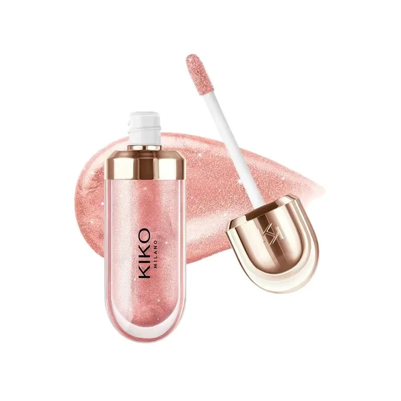 KIKO 3D Liquid Lip Glaze Brillo labial transparente Lápiz labial con efecto espejo Labios nutritivos, brillantes y voluminosos que no se desvanecen Maquillaje con pasta de frijoles y té con leche