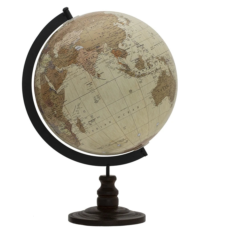 Globo terráqueo europeo vintage, adorno de globo terráqueo de madera, decoración de escritorio de oficina