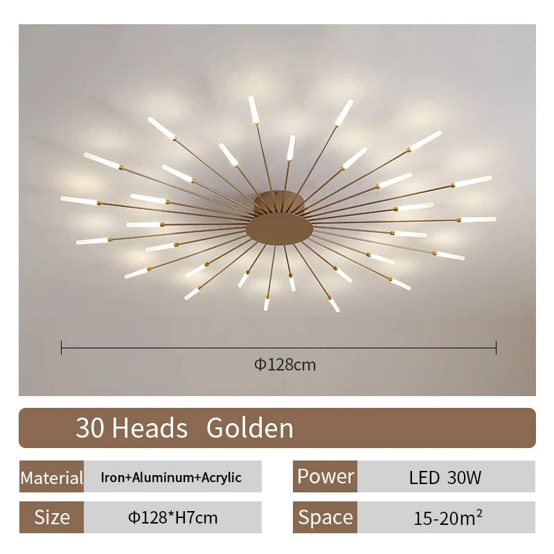 Lámpara de techo LED con forma de flor de diseño nórdico para comedor y sala de estar, iluminación Sputnik para decoración del hogar, cocina, dormitorio infantil, lámpara de araña