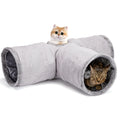Nobleza - túnel para gatos de gamuza, túnel interior de 3 vías con 1 orificio y juguetes colgantes para gatos con forma de bola, color gris.