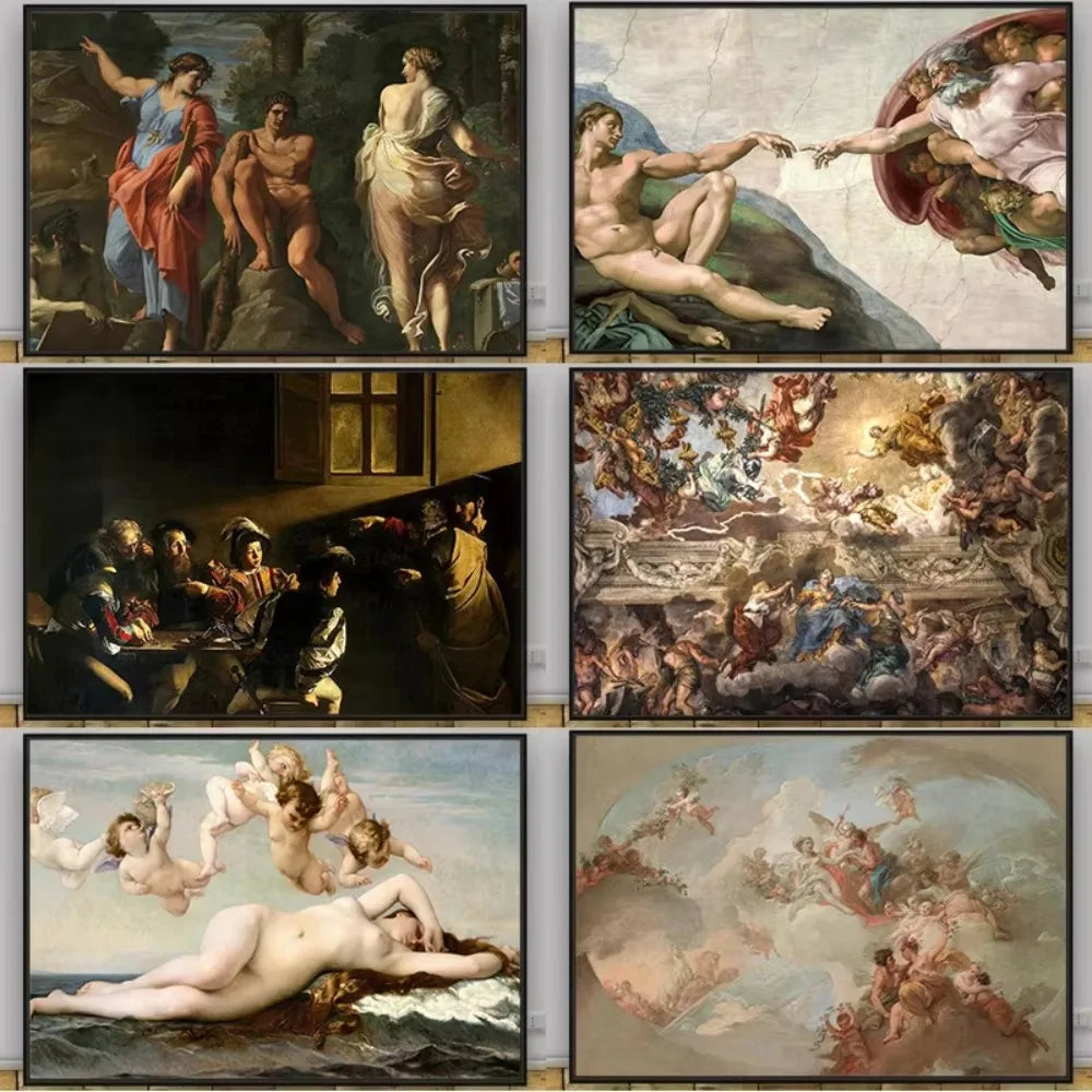 1 unidad, Póster de arte cristiano retro renacentista clásico de mitología griega, obras famosas, lienzo, pintura, decoración de pared para museo e iglesia