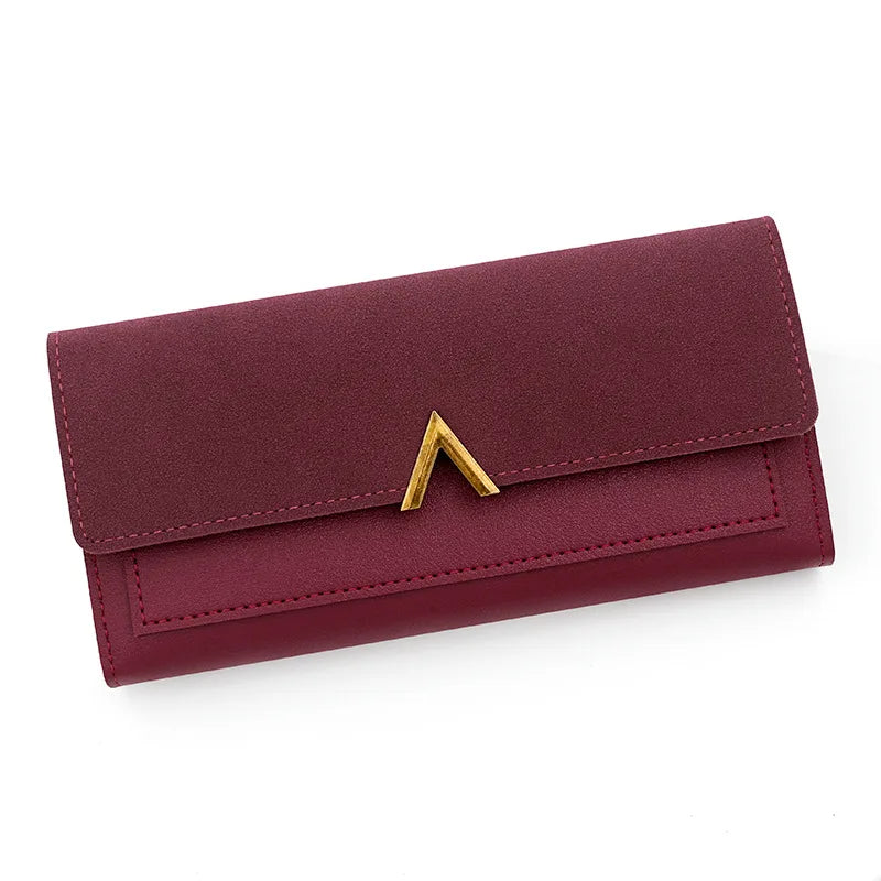 Nueva versión coreana de la cartera de mujer, cartera larga plegable en forma de V con hebilla, monedero de mano y tarjetero.