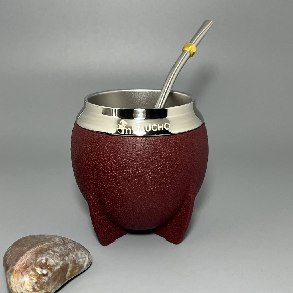 Kit de mate Gaucho con calabaza de acero inoxidable de 280 ml, aislamiento térmico, filtro extraíble, pajita, bombilla y cepillo de limpieza (venta al por mayor)