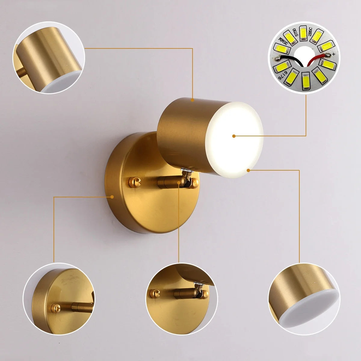 Mini lámpara de pared LED recargable con interruptor moderno, luces nocturnas, foco de lectura, lámpara de mesita de noche para dormitorio, iluminación decorativa, aplique de pared